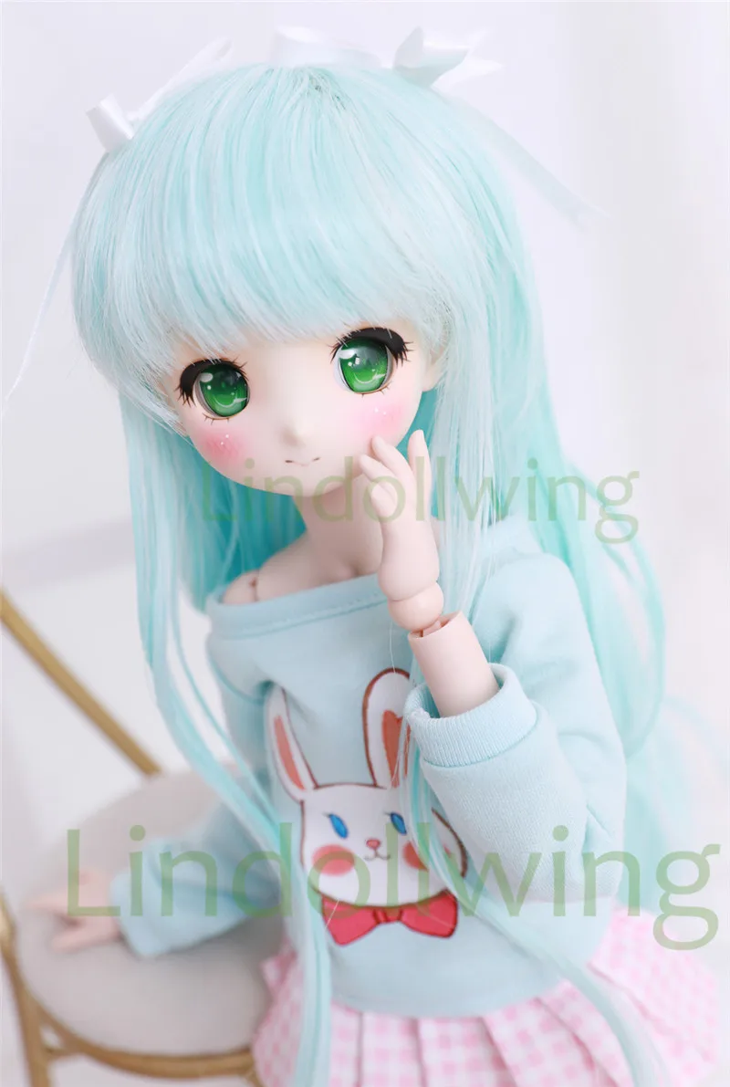 1/3 парик для шарнирной куклы Pullip Dal DD SD Dollfie 8 9 дюймов длинный голубой и белый|Куклы|