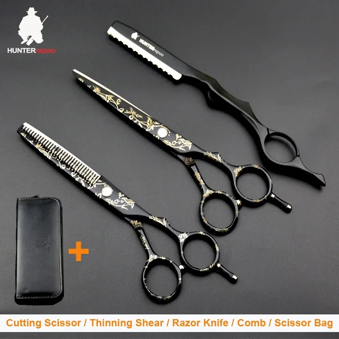 5 5 inch with bag Скидка 40% на HUNTERrapoo 5,5 дюймов HT9140 Парикмахерские ножницы комплект для стрижки волос ножницы и филировочные ножницы для парикмахерской триммер клипер - Цвет: 5 5 inch with bag