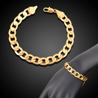 classic curb bracelet yellow gold filled solid bracelet for men 8 6in