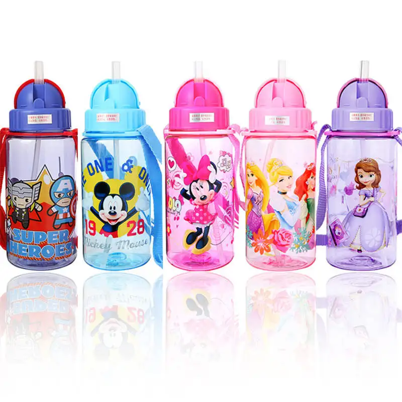 420ML Disney Princess cartoon Minnie plastic cup children's sippy drinking cups student portable kettle leak proof explosion