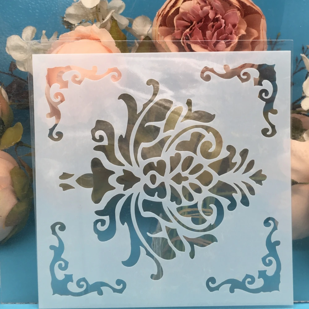 

5.9" Flower Frame DIY Craft Layering Stencils Wall Painting Scrapbooking Stamping Embossing Album Paper Card Template F5345