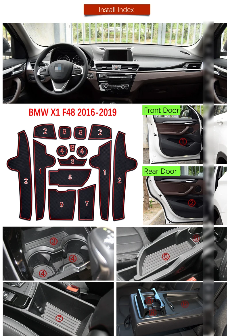 Противоскользящий резиновый коврик для ворот BMW X1 F48 2016 2017 2018 2019 аксессуары