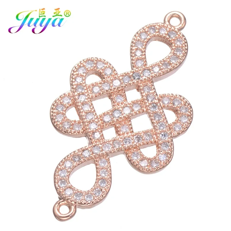 Rose Gold Juya, золото/серебро/розовое золото, китайский узел, дракон, цветок Хамса, соединитель, подвески для браслета ручной работы, серьги, аксессуары для изготовления - Цвет: Rose Gold