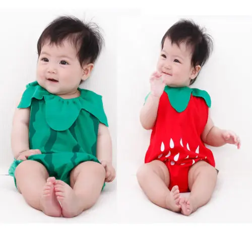 2018 New Summer Cute Baby Friut Romper Jumpsuit Strawberry Watermelon Pineapple Climbing Clothes Cotton Newborn Costume 0-24M |