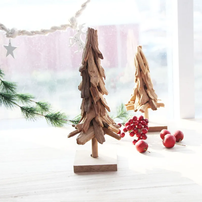 Оригинальные деревянные украшения для рождественской елки настольные Статуэтки
