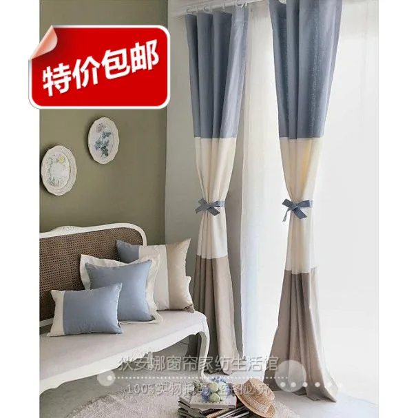 Короткая модная затеняющая ткань сине-белая ретро полосатая драпировка панели