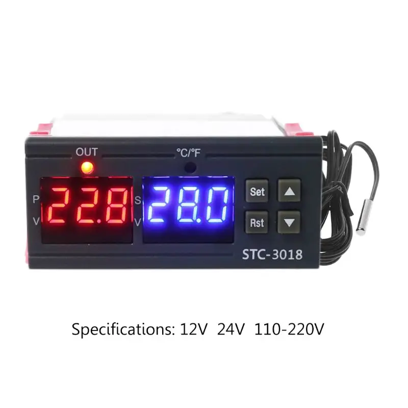 Контроллер температуры Duble Display по Цельсию и Фаренгейту 10A термостат