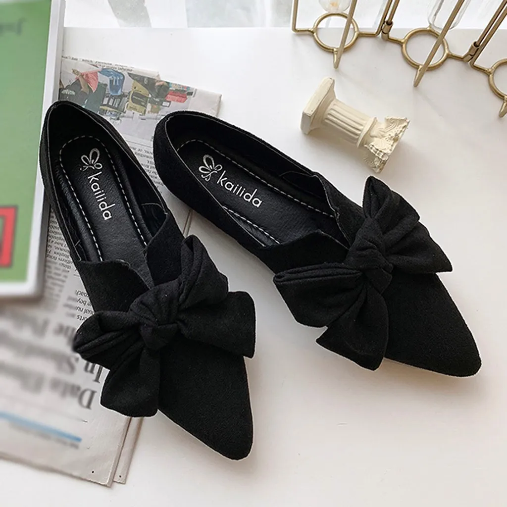 Женская обувь на плоской подошве с бантом Туфли без застежки ярких цветов