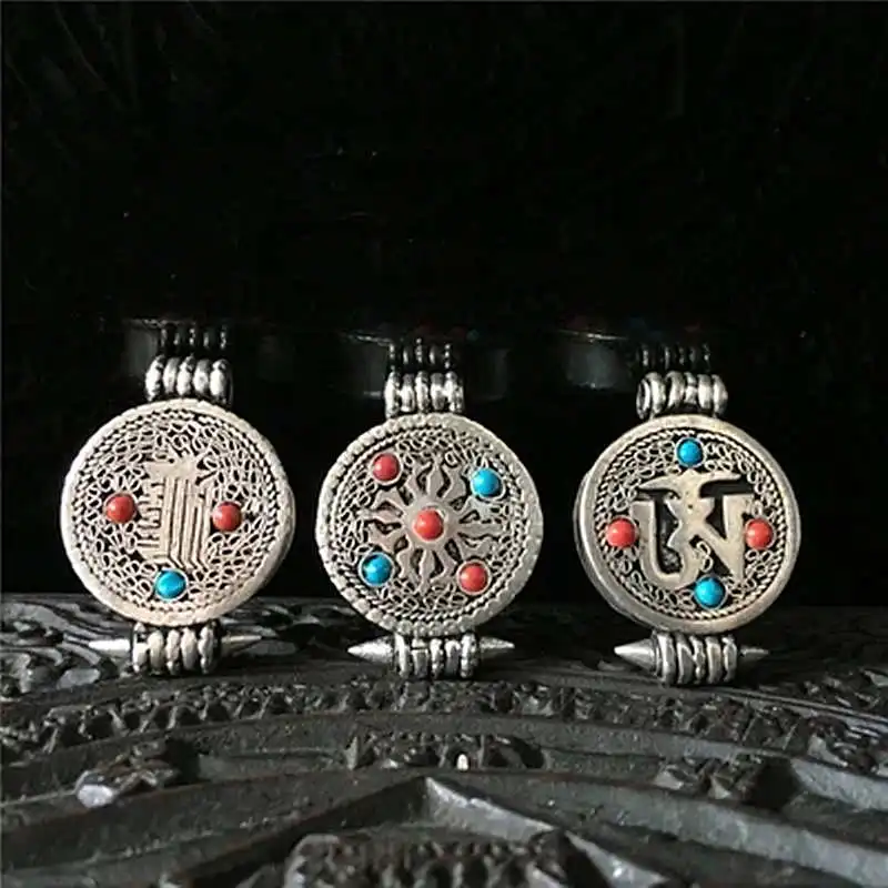 Тибетский медальон медная маленькая молитвенная коробка амулет Подвеска Крест