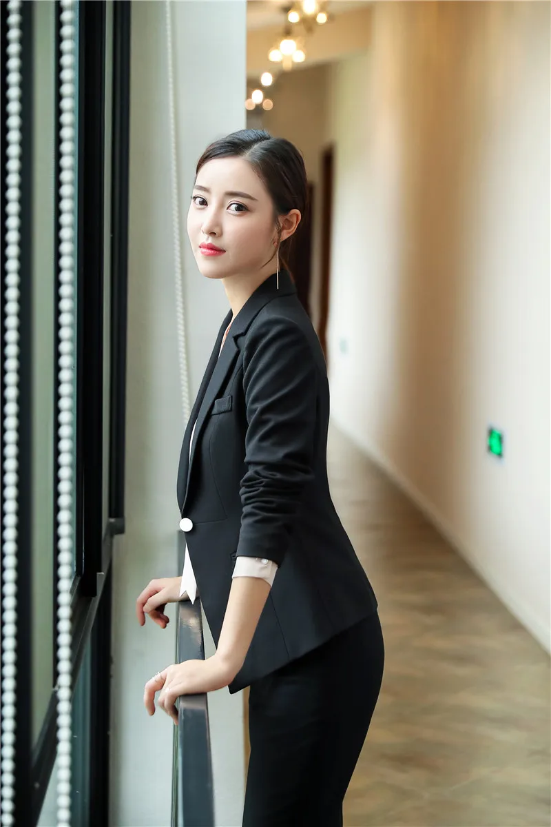 

New Styles Elegant White 2018 Fall Winter Business Suits With Jackets And Blazers Ladies Office Work Wear Pants Suits Pantsuits