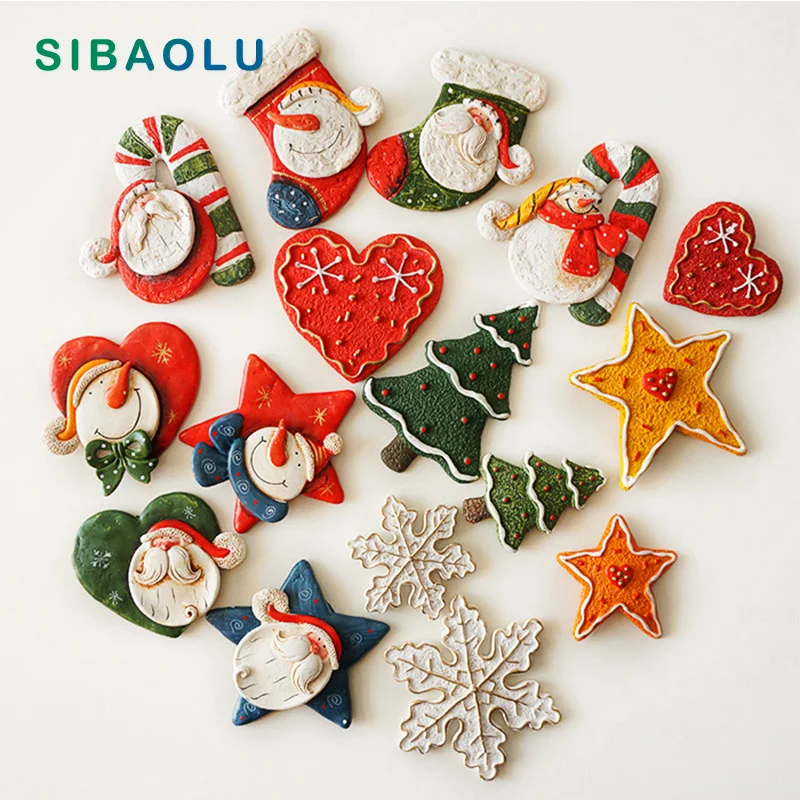 Рождественский Снеговик носок звезда магниты на холодильник белая доска