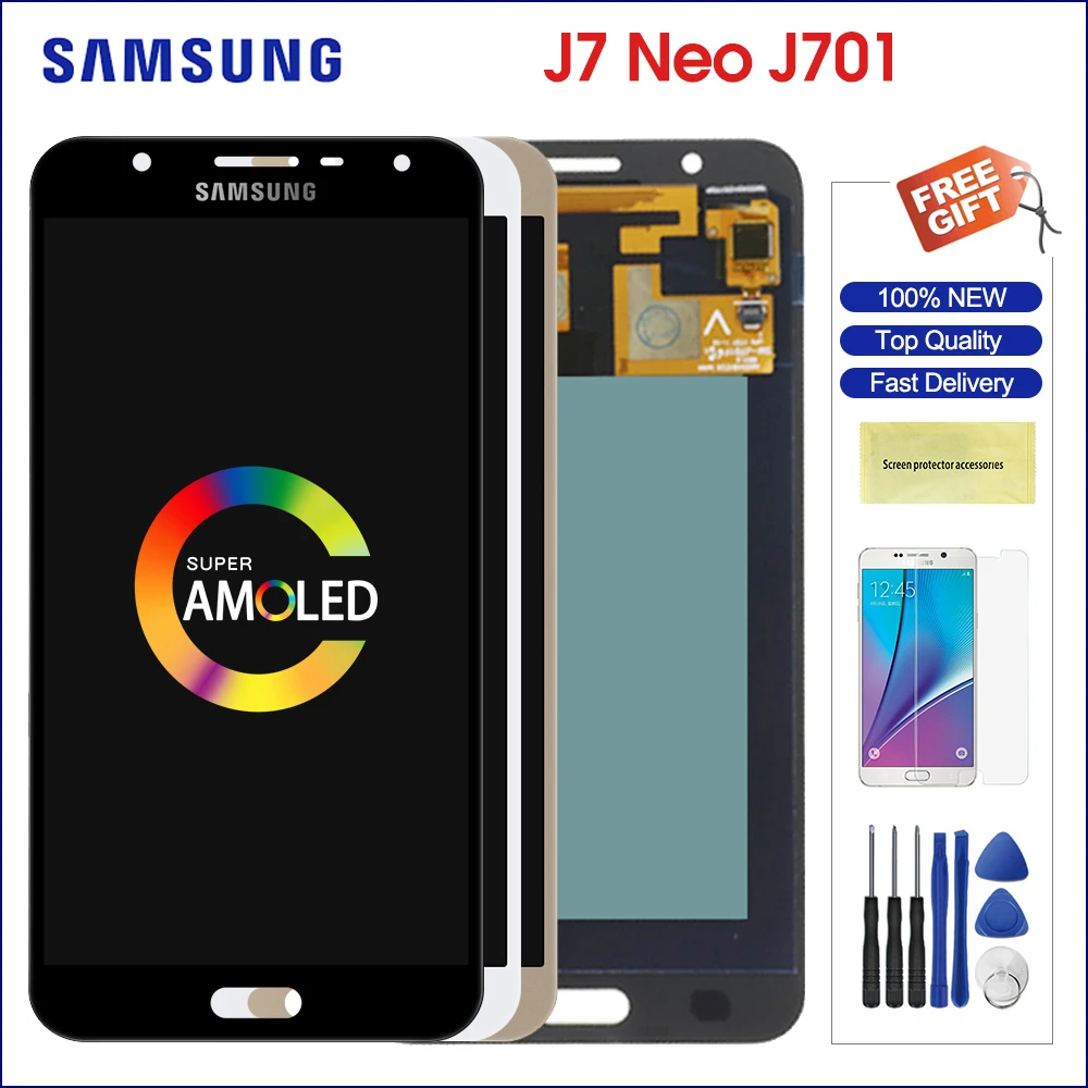 ЖК дисплей Super AMOLED для Samsung Galaxy J7 Neo Nxt 5 дюйма экран с сенсорной панелью и
