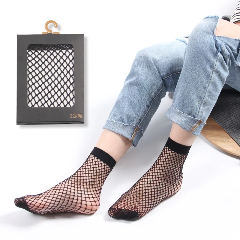 

2 Pair Sexy Women Fashion Ruffle Fishnet Ankle High Socks anklet Mesh Lace Fish Net Short Socks Meias Calcetines Hot Fishnet