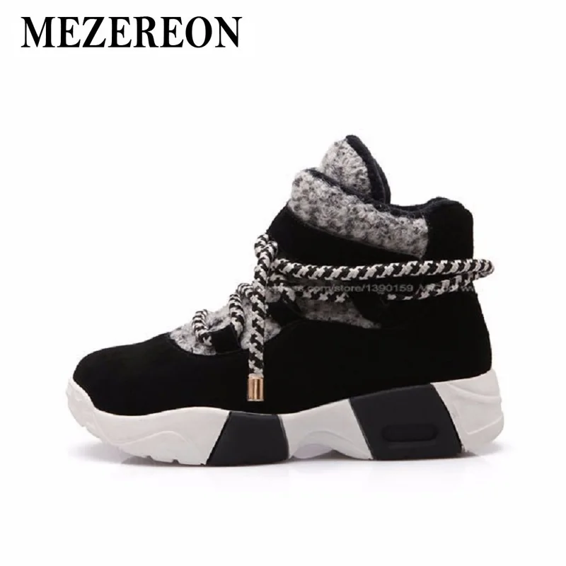 MEZEREON/Модная весенне-зимняя обувь на платформе; женские высокие кроссовки, увеличивающие рост; женская обувь на толстом каблуке; женская брендовая обувь