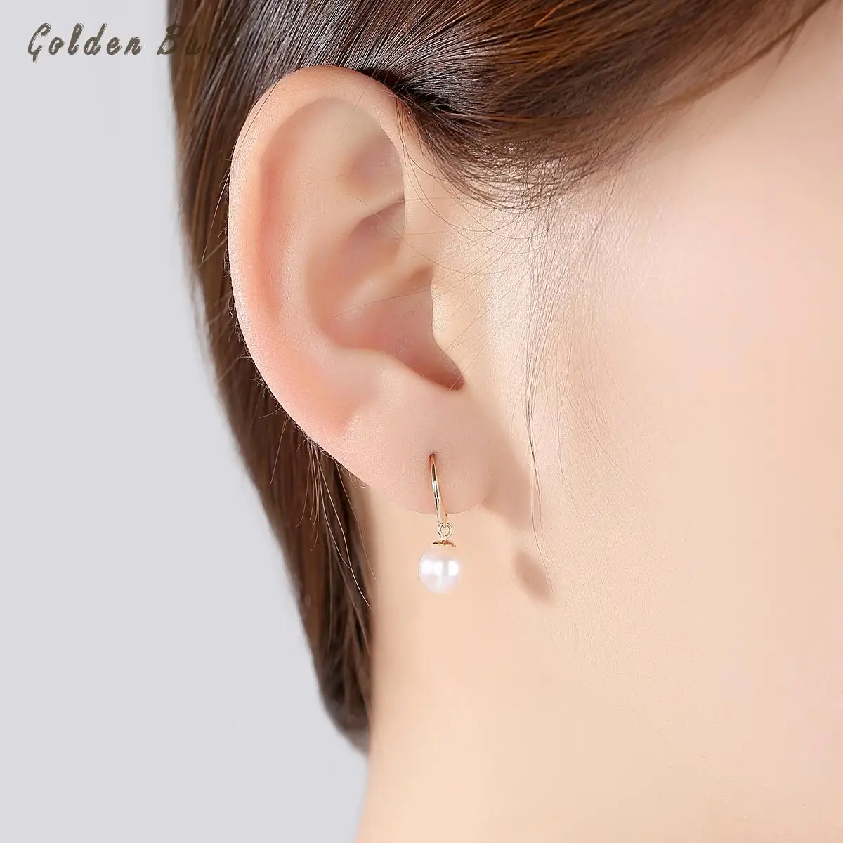 18K Gold Earings Aretes Earing Brincos 6.5-7mm Natural Bead Pure Earrings Ear Hook Korean Female Ol Dance Aesthetic Wedding | Украшения и