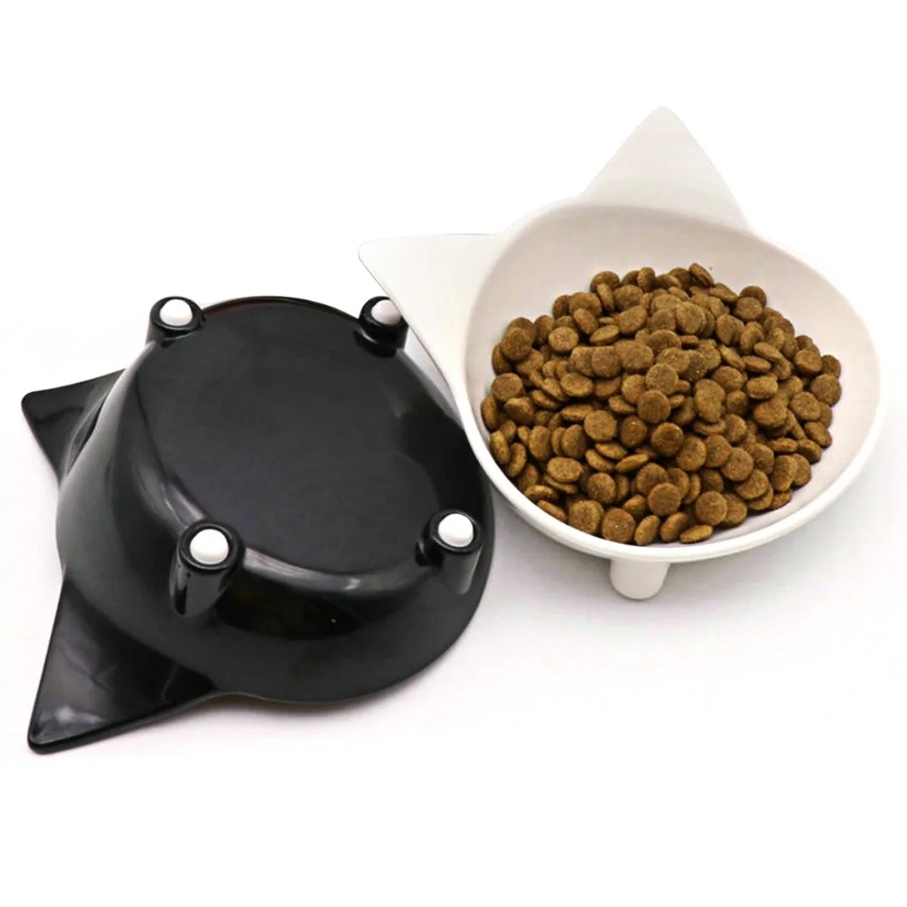 

2pcs/lot black and white Cat Bowls Set Shallow Cat Food BowlsWhisker Fatigue Stress Relief Non-Slip Eating Drinking Bowl
