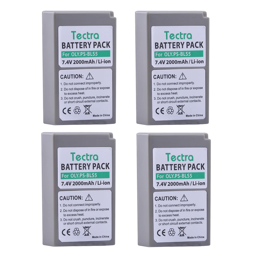 Tectra 4 шт./упак. PS BLS5 BLS 50 Camera Battery для Olympus PEN E PL2 PL5 PL6 PL7 PM2 OM D M10 II Stylus1|camera battery for olympus|camera