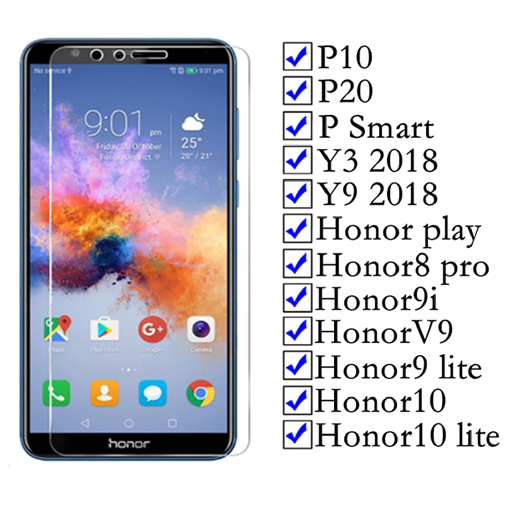 Защитная пленка для honor 9lite light Защитное стекло huawei p smart p20 10 y3 2018 y9 v9 8 pro lite play 9i protect|Защитные стёкла и плёнки