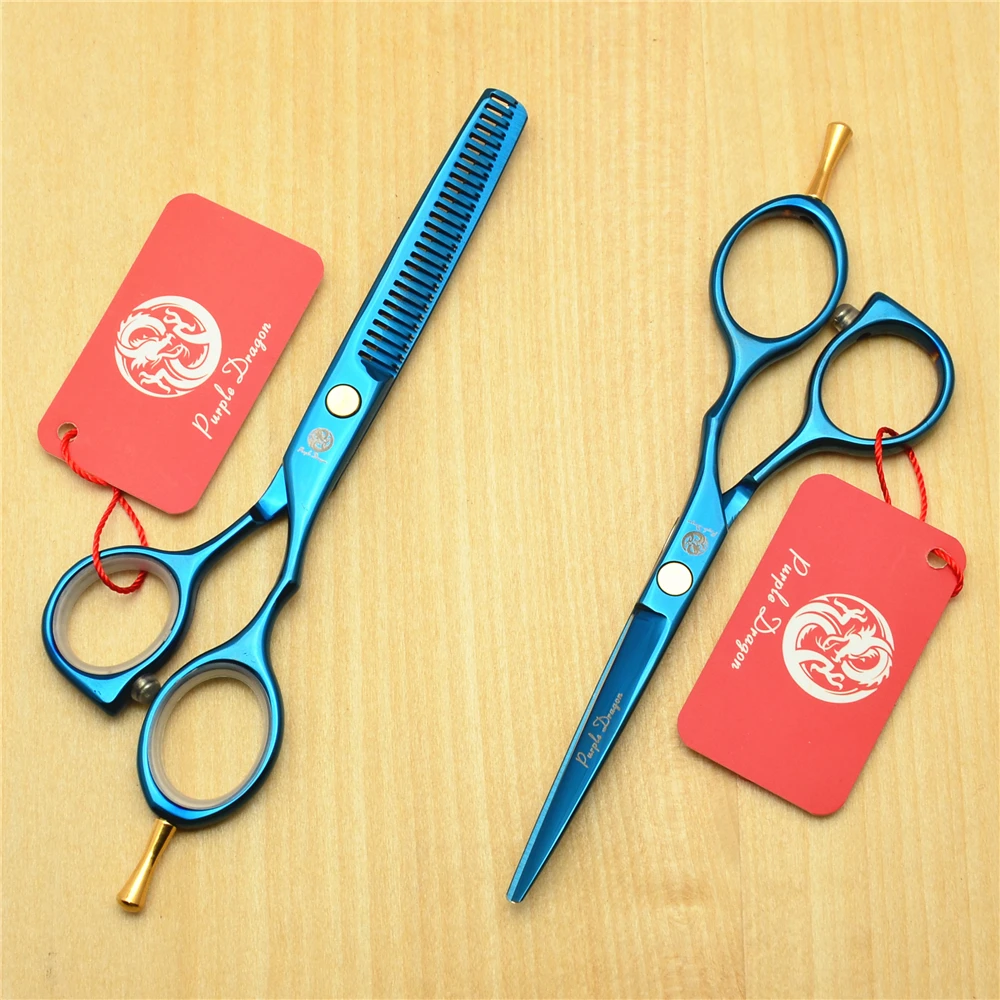 Ножницы для парикмахерской 1014Z 5 дюйма лиловый дракон синий цвет Япония 440C
