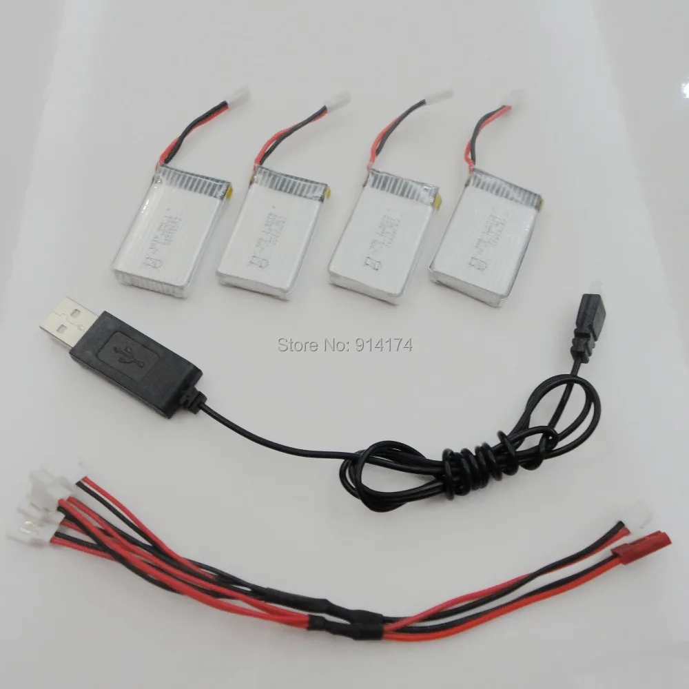 X5c x5c-1 x5sc x5sw 2,4G RC вертолет Квадрокоптер части 3,7 v 500mah литий-полимерный аккумулятор набор с USB зарядным кабелем