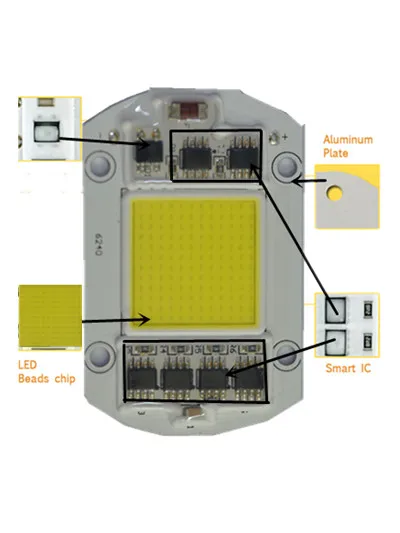 20 шт./лот светодиодные чипы IC COB высокой мощности 50 Вт 55 220 В 110 ламп Smart подходят для