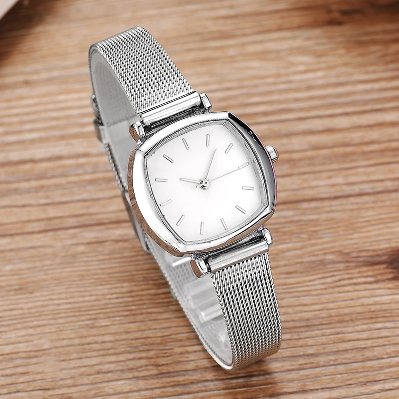 

Fashion Women Watches Square Dial Silver Steel Mesh Casual Starp Mini Ladies Wrist Watches Gifts Clock Womens relogio feminino