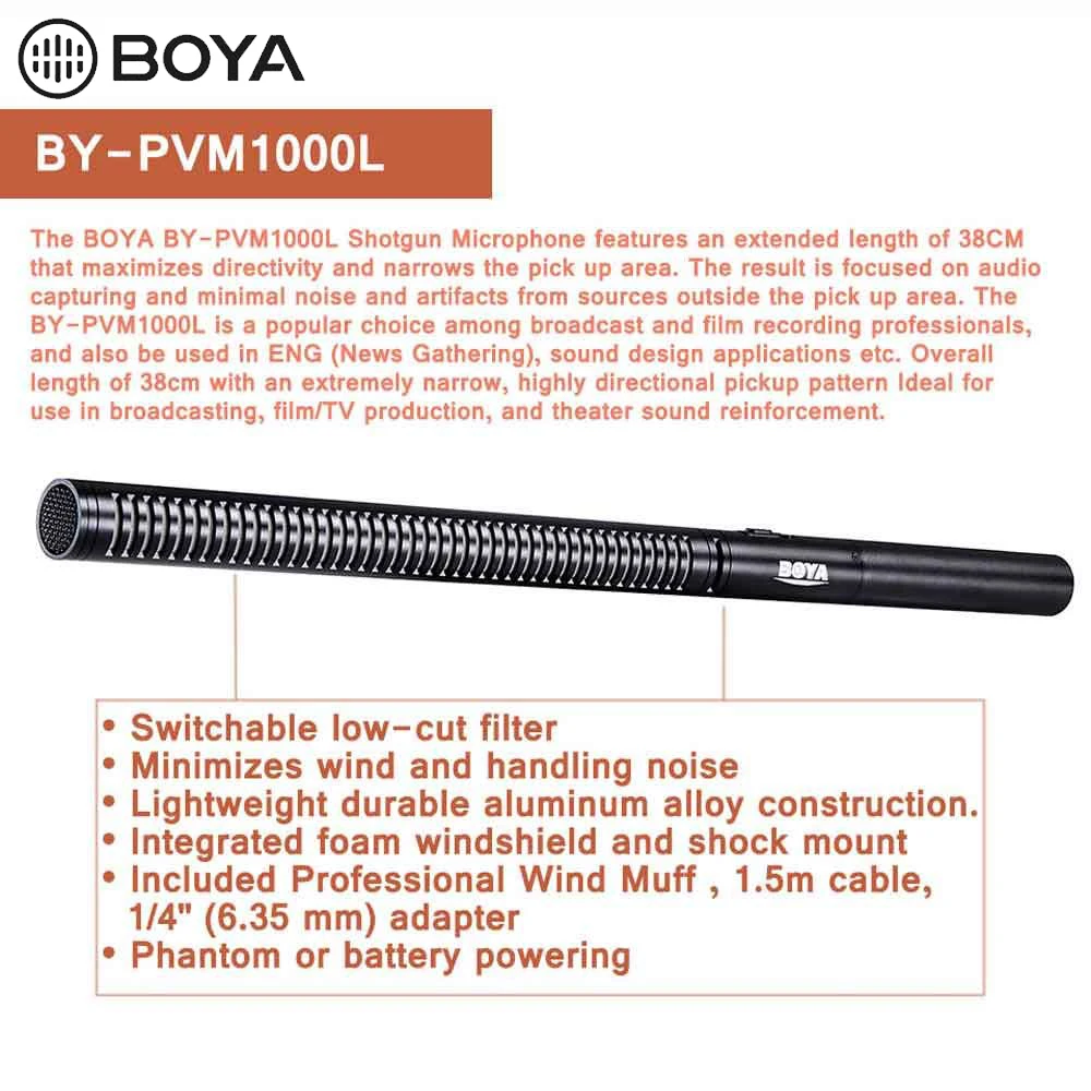 Профессиональный конденсаторный микрофон BOYA профессиональный PVM1000L для записи