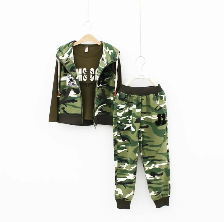 Детский Камуфляжный комплект одежды из 3 предметов детский спортивный костюм для