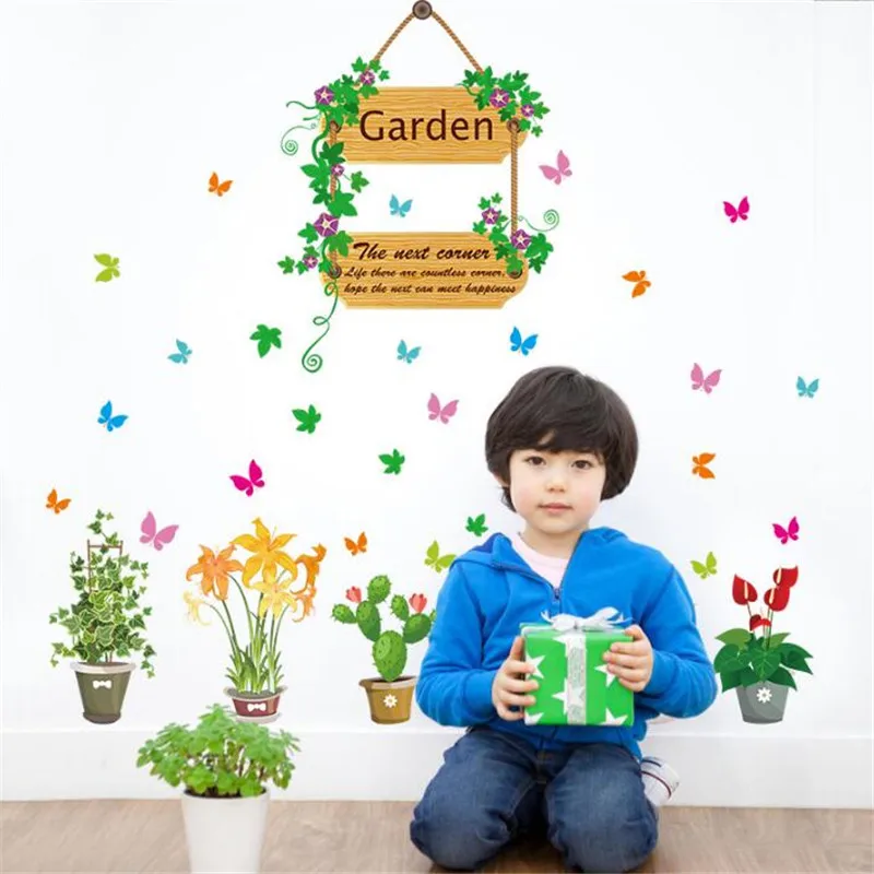 IDFIAF свежие цветы в горшке настенные наклейки для гостиной спальни входные двери