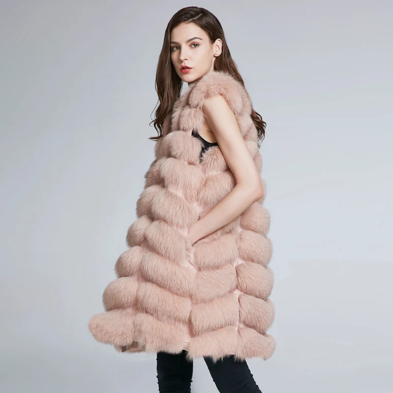 JKP New 90 CM Natural Real Fox Fur Vest Coat Women Winter Sleeveless Design Fox Fur Vest enlarge