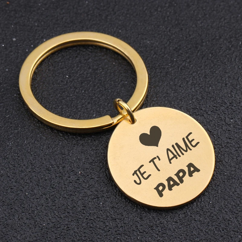 Новая мода Je T Aime Papa брелок для отцов подарки из нержавеющей стали брелоки мужчин