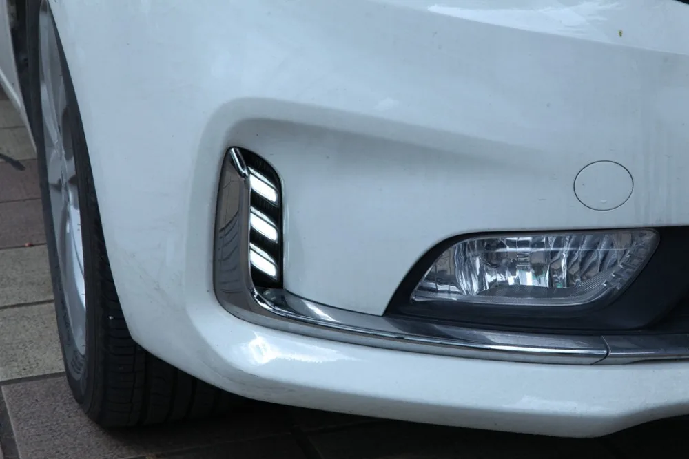 

eOsuns LED DRL daytime running light top quality for kia k3 2016, blue night light, yellow turn signal, wireless control