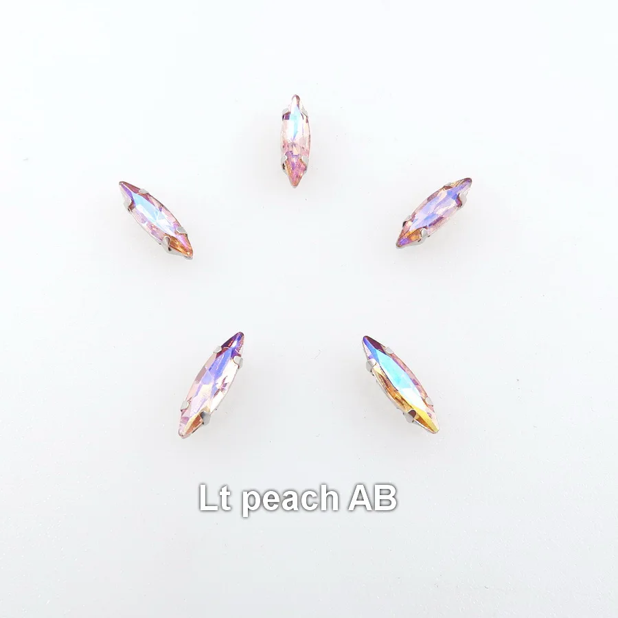 A12 Lt peach AB AB цвета 4x15 мм silv коготь настройки тонкий Navette Marquis конский глаз Форма Стекло Кристалл пришить стразы аппликация diy отделка - Цвет: A12 Lt peach AB