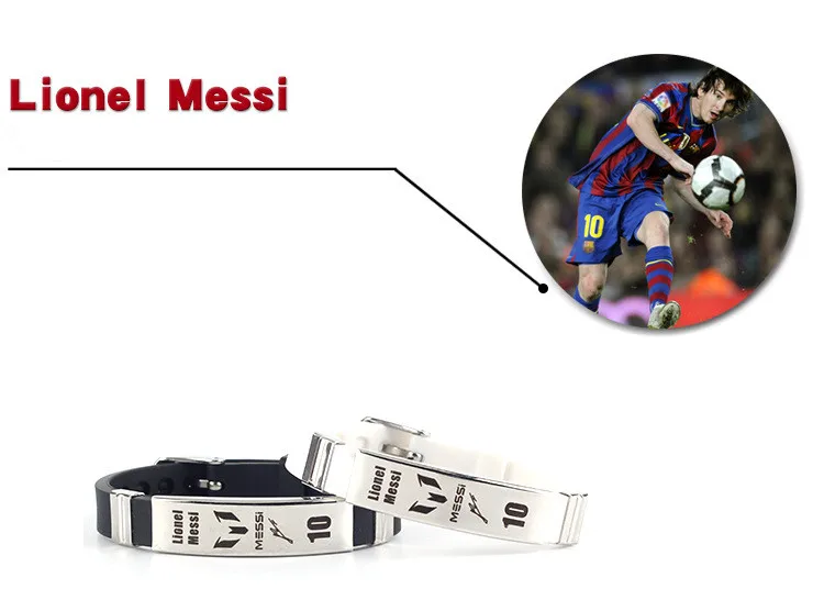 New Football Star La Liga Messi Ronaldo Nermar Wrist Silicone Bracelets&Bangles Titanium Steel Buckle Adjustable Wristband SH286