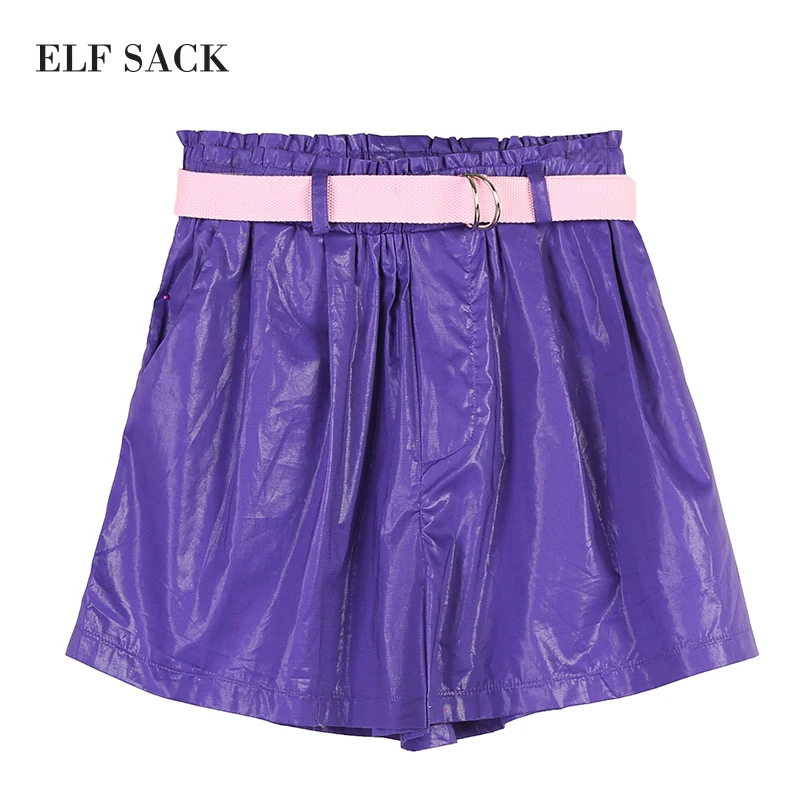 Шорты ELFSACK женские с эластичной талией со средней фиолетовые черные|Женские