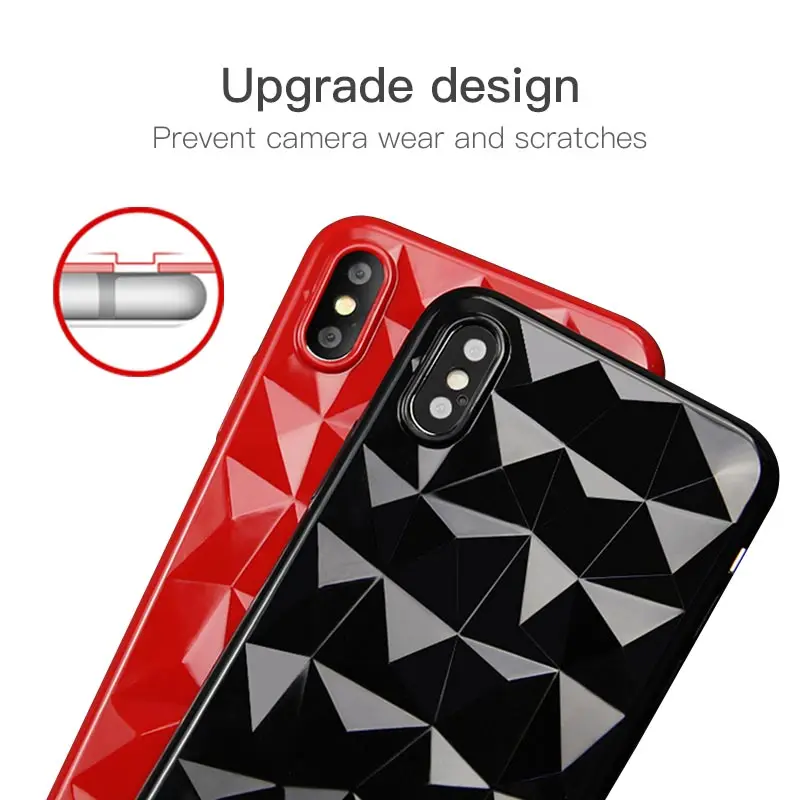 Phone Case For iPhone X XS 6 6s XR 7 8 Plus Fashion Geometric 3D Diamond Rhombus Transparent Soft TPU Silicone |