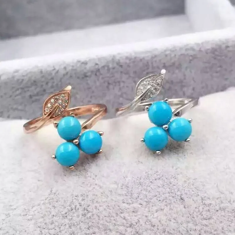 Женское кольцо из серебра 925 пробы с натуральным бирюзовым камнем | Украшения и