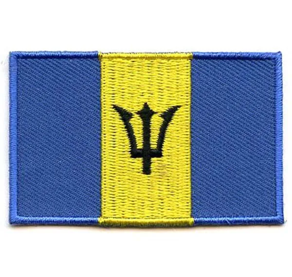 

2.5" Barbados Garment Labels/Embroidery Patch flat broder with iron on backing free shipping by Post