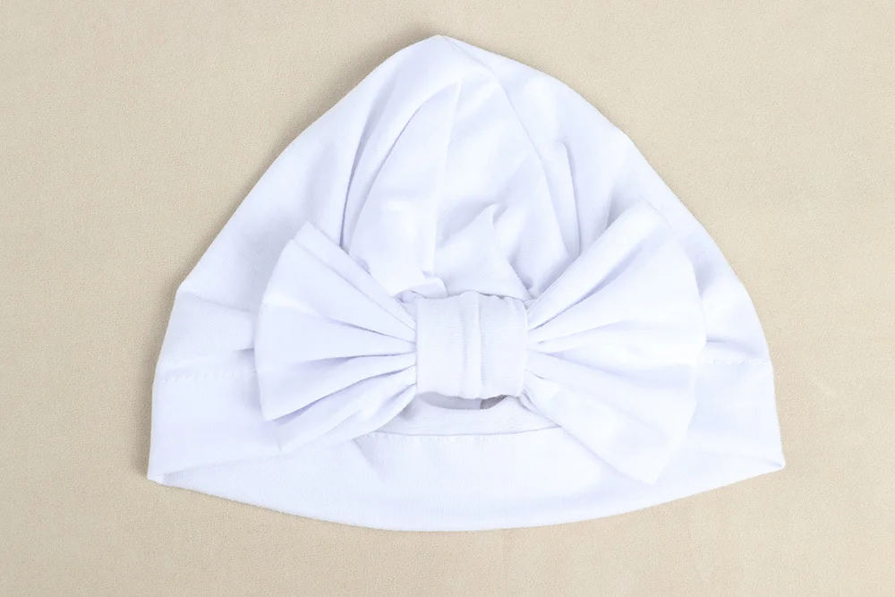 10 шт./лот однотонная хлопковая шапка тюрбан с бантом весенне летняя Шапка