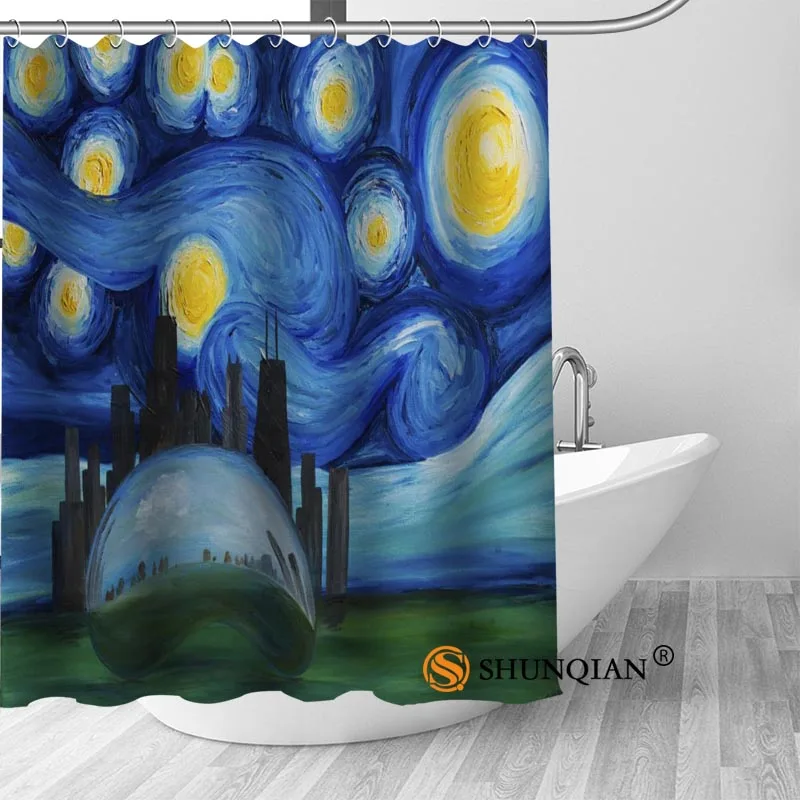 Изготовленный На Заказ Vangogh Звездное ночного Современная душевая Шторы Ванная