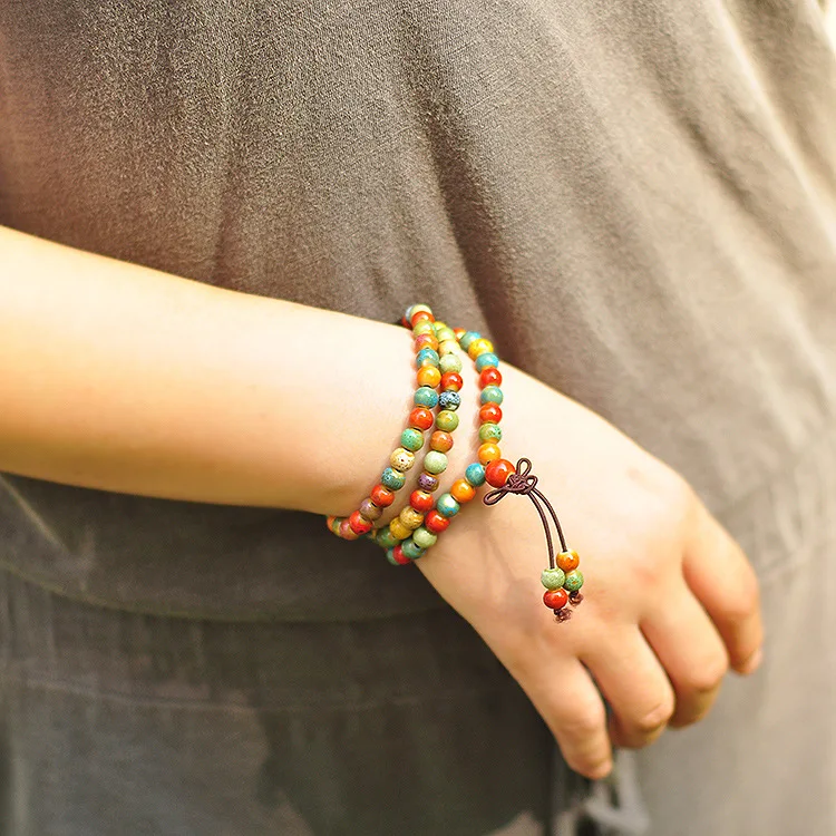 Женский керамический браслет с бусинами 6 мм в богемном стиле|bracelets for|strand braceletschakra