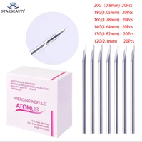 100pcs anti allergic surgical steel body piercing needles 12g 20g sterile disposable body piercing needle for ear nose navel ear