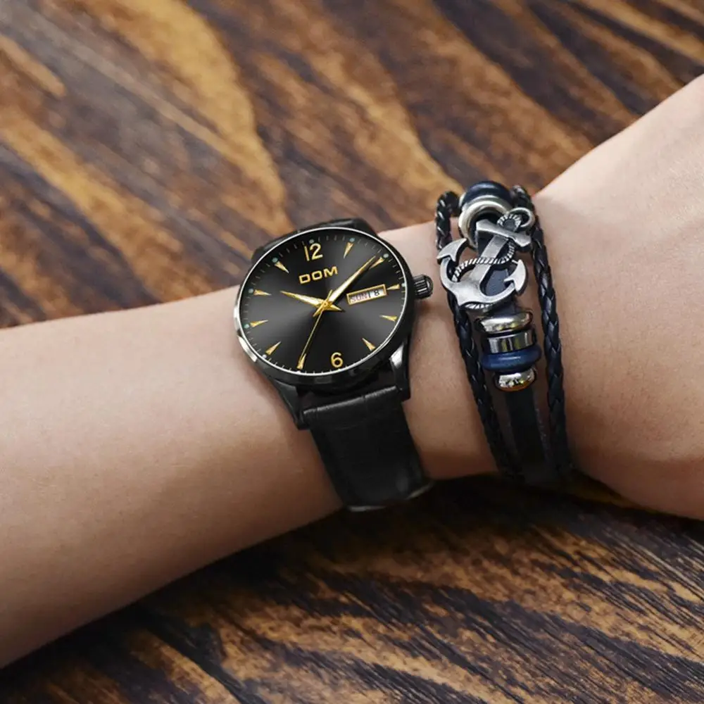 DOM мужские модные спортивные часы кварцевые с календарем повседневные