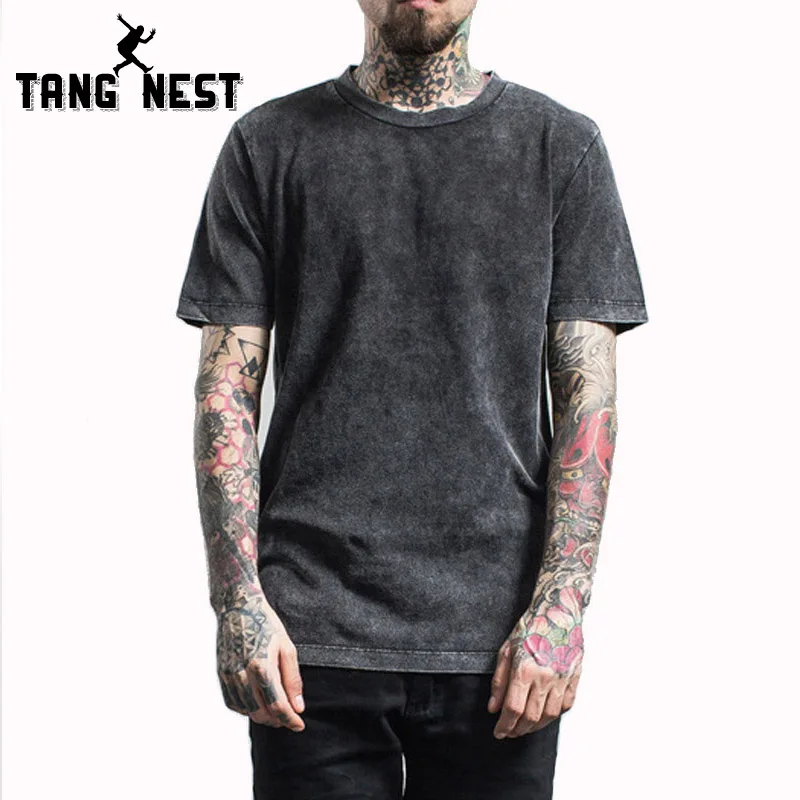 TANGNEST/Новая летняя футболка 2019 года повседневная однотонная мужская с коротким