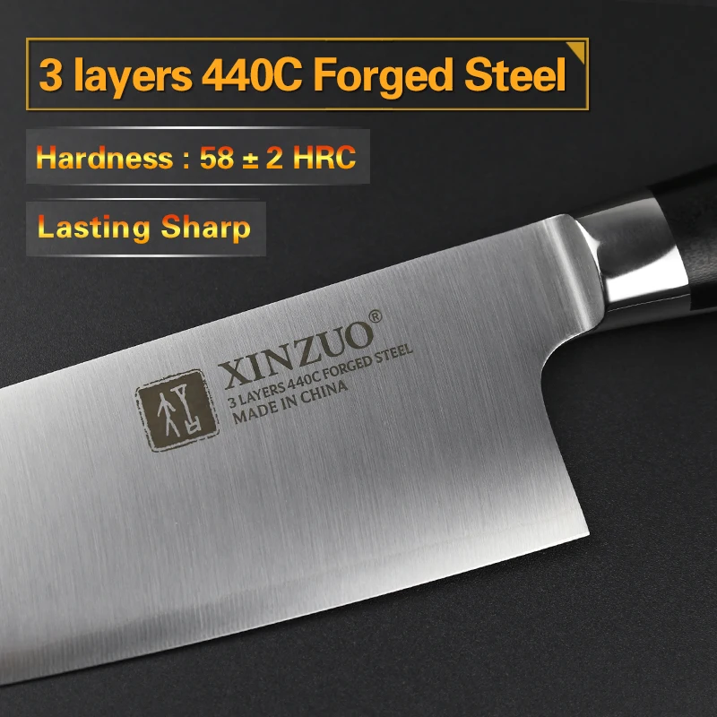 XINZUO 3 шт. Кухня Ножи Набор Утилита Santoku шеф повар ножи слоя 440C одетый Сталь