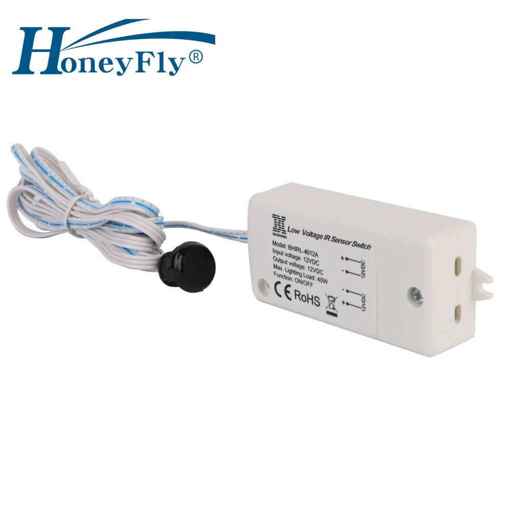 HoneyFly светодиодный DC 12 В ИК-датчик переключатель 40 Вт инфракрасный свет переключатель для светодиодных ламп светодиодные полосы датчик движения ручная волна 5-8 см CE