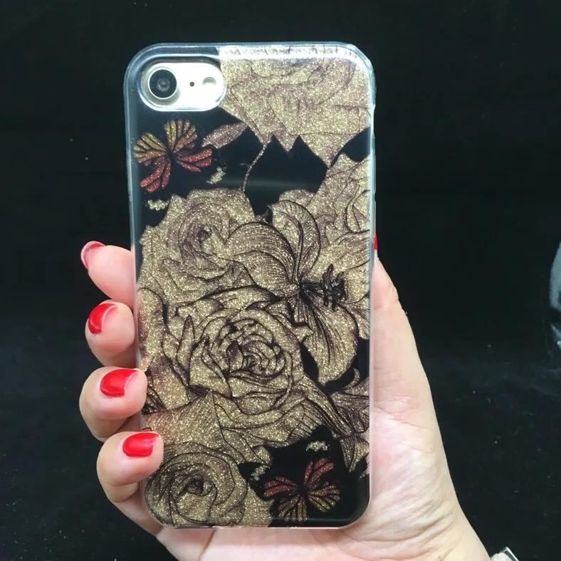 Блеск IMD Bling Цветы Чехол Для Телефона iPhone 7 8 6/7/8 плюс мягкая TPU края ПК Назад для 6 6S |