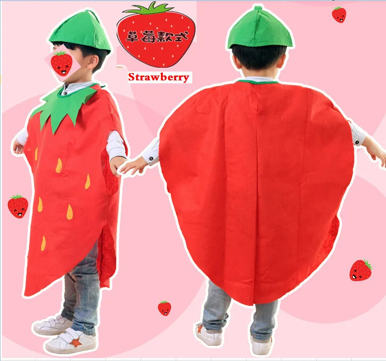 

Children's Day Kindergarten Performance Clothing Non-woven Fabrics Strawberry one-time Cosplay Clothing Suit Fruits Clothing