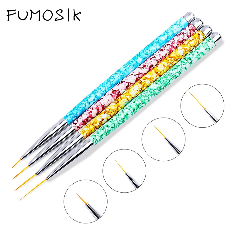 

4 Pcs/Lot Nail Art Liner Painting Pen Marble pattern UV Gel Brushes Drawing Kit Flower Line Grid French Design