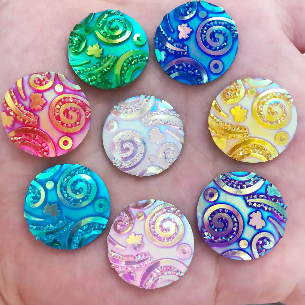 

100pcs AB Resin 20mm Round Fun Combination Flatback Rhinestone Wedding Button DIY R47*10